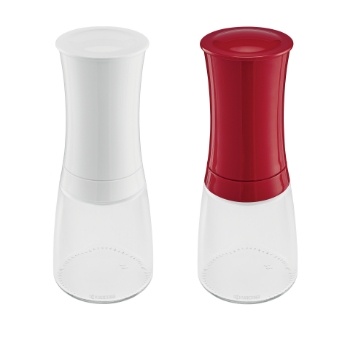 Picture of Adjustable Ceramic 2-Piece Spice Mill Set - White/Red