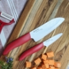 Picture of Revolution 4-Piece Ceramic Knife Set -  6" Chef's Santoku, 5.5" Santoku, 4.5" Utility and 3" Paring - Red Handles, White Blades