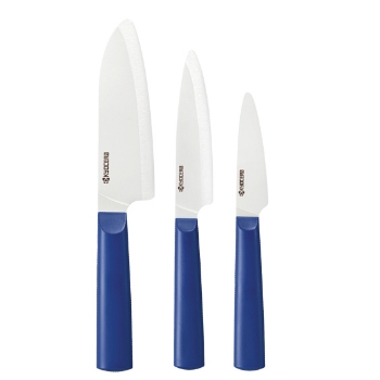 Picture of 3-Piece INNOVATIONwhite®  Blue/White Ceramic Knife Set- 5.5" Santoku, 4.5" Utility and 3" Paring 